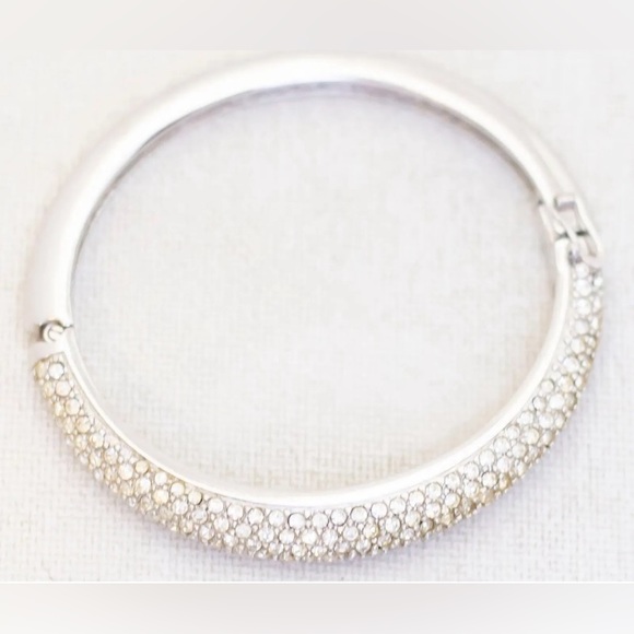 Christian Dior  Shimmering Crystals Hinged Bangle 7 Inch in silver tone - Picture 2 of 4